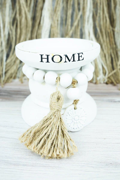 Candle Holder 3.5" X 3.75" 'HOME' Cottage Core Pillar