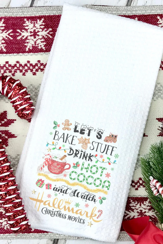 Let's Bake Christmas Hallmark Waffle Kitchen Towel