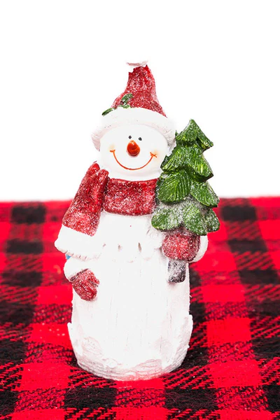 White Glitter Snowman Resin Figurine 6.25" X 3"