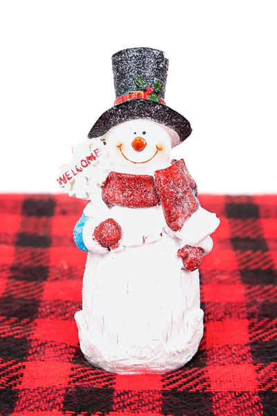 Winter Welcome Glitter Snowman Resin Figurine 6.25" X 3"