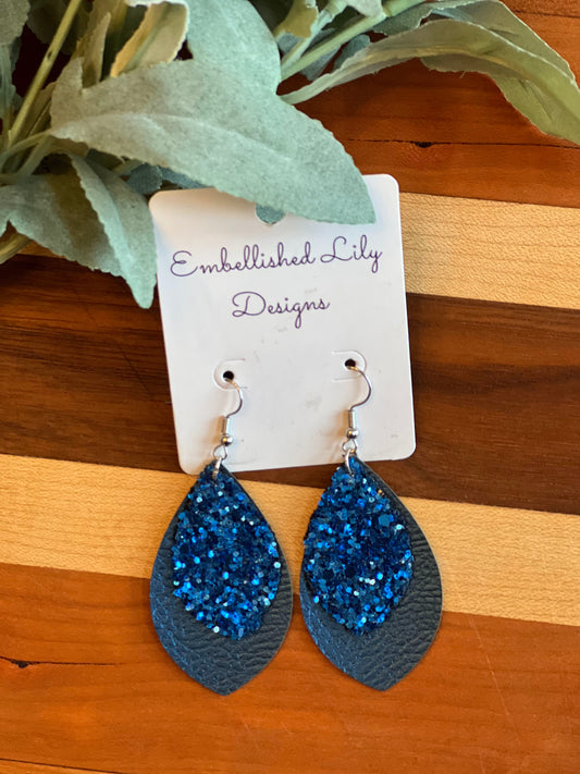 Blue Sparkle Teardrop Earrings