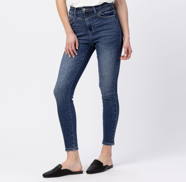 Judy Blue High Rise Front Yoke Skinny Dark Wash Jeans – The Tin Lily ...