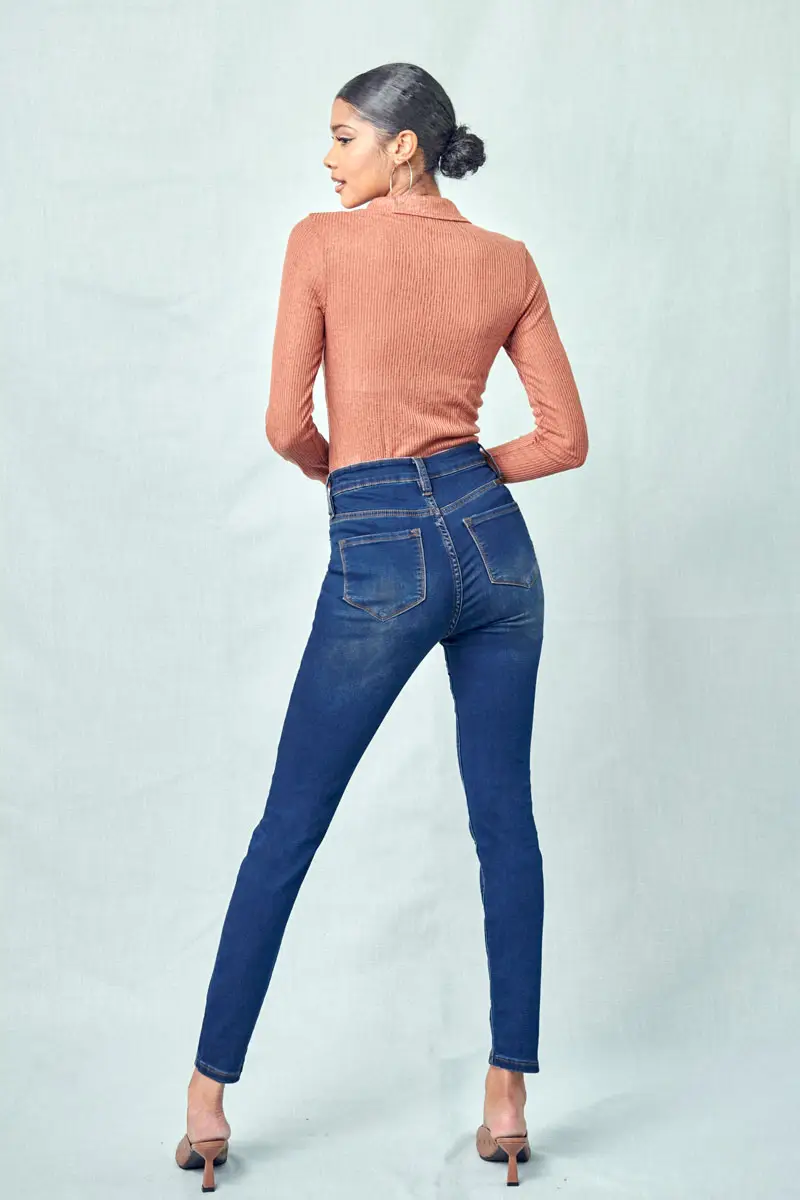 Kan Can Ellie High Rise Dark Wash Skinny Jeans