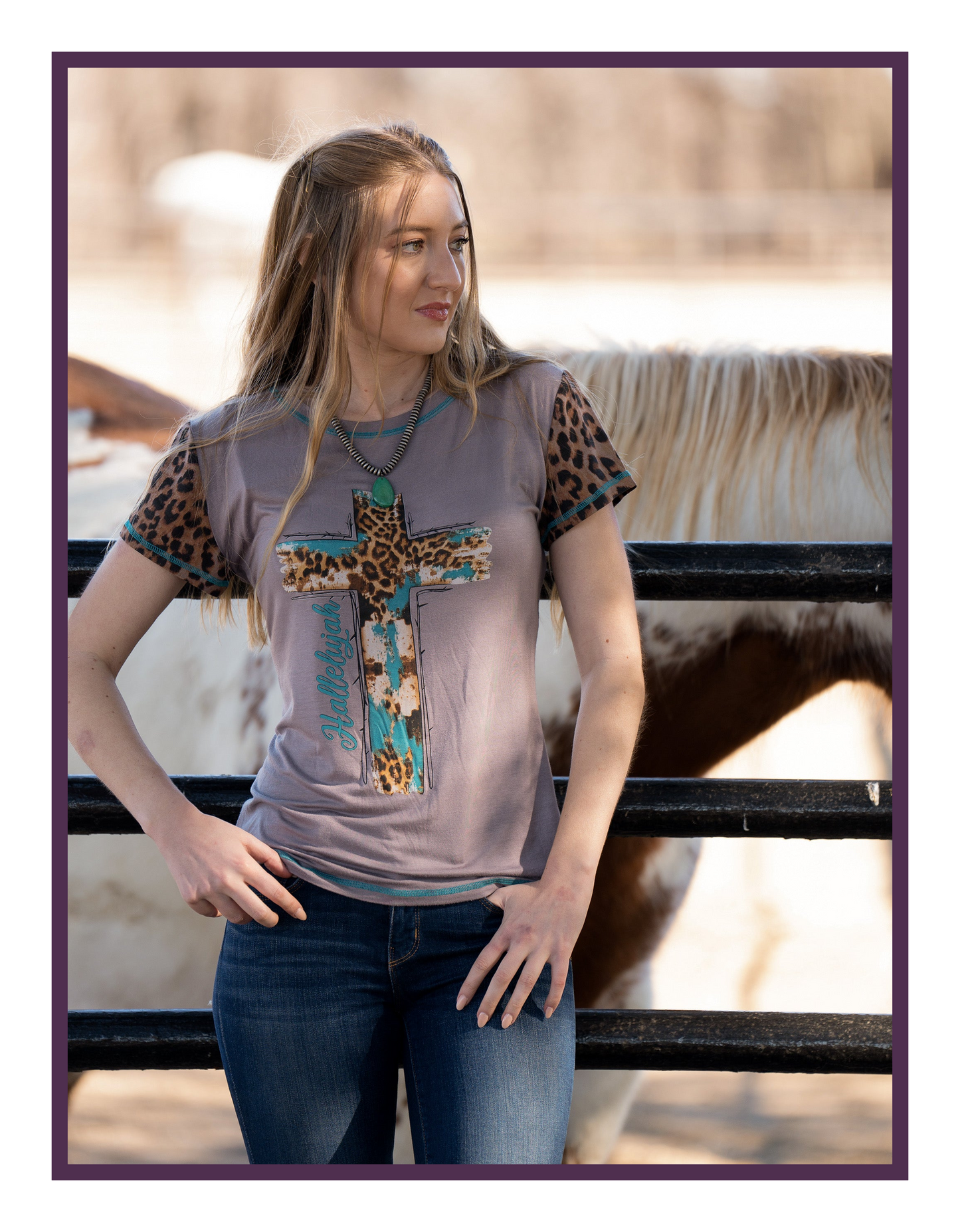 Leopard Cross Graphic Short Sleeve Top