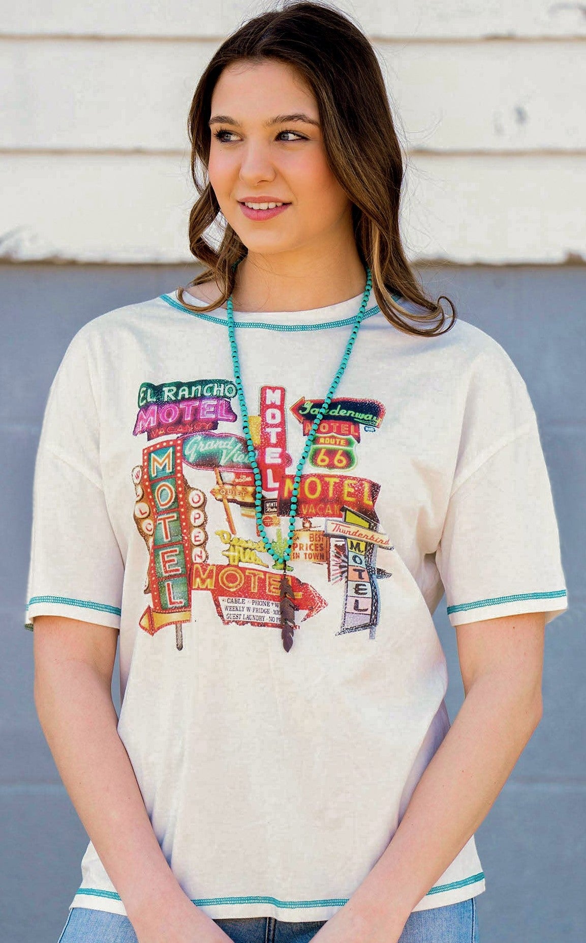 Motel Graphic Short Sleeve Relaxed Fit Top