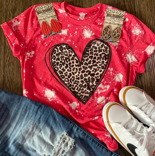 Leopard Heart Bleached Tee