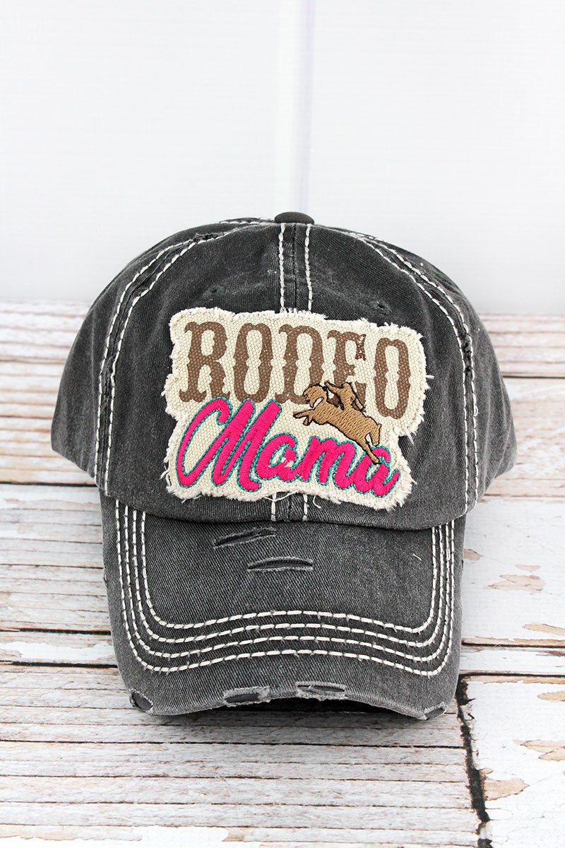 Vintage Distressed Rodeo Mama Embroidered Patch Baseball Cap